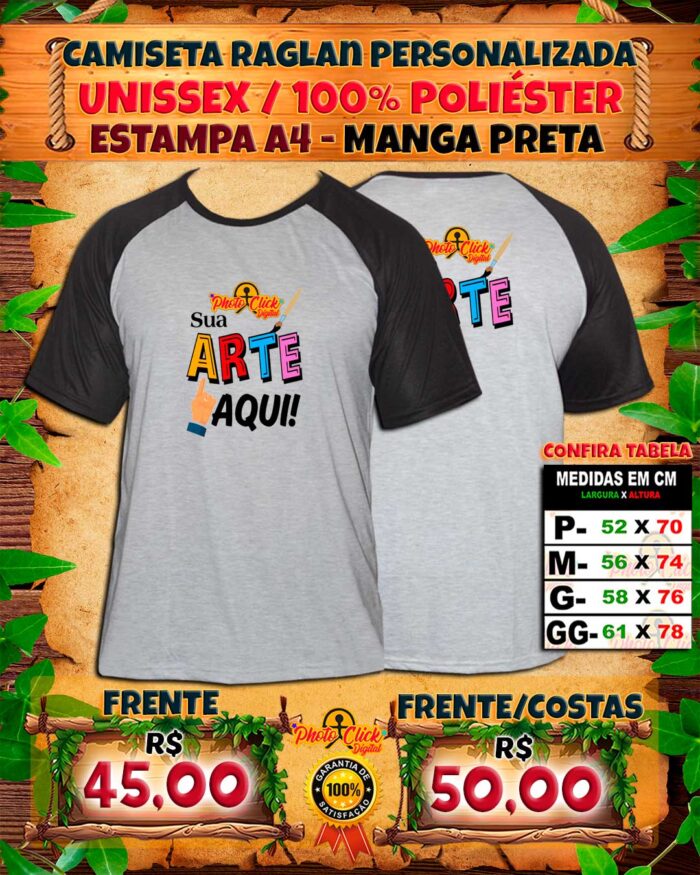 004 CAMISETA RAGLAN UNISSEX PERSONALIZADA