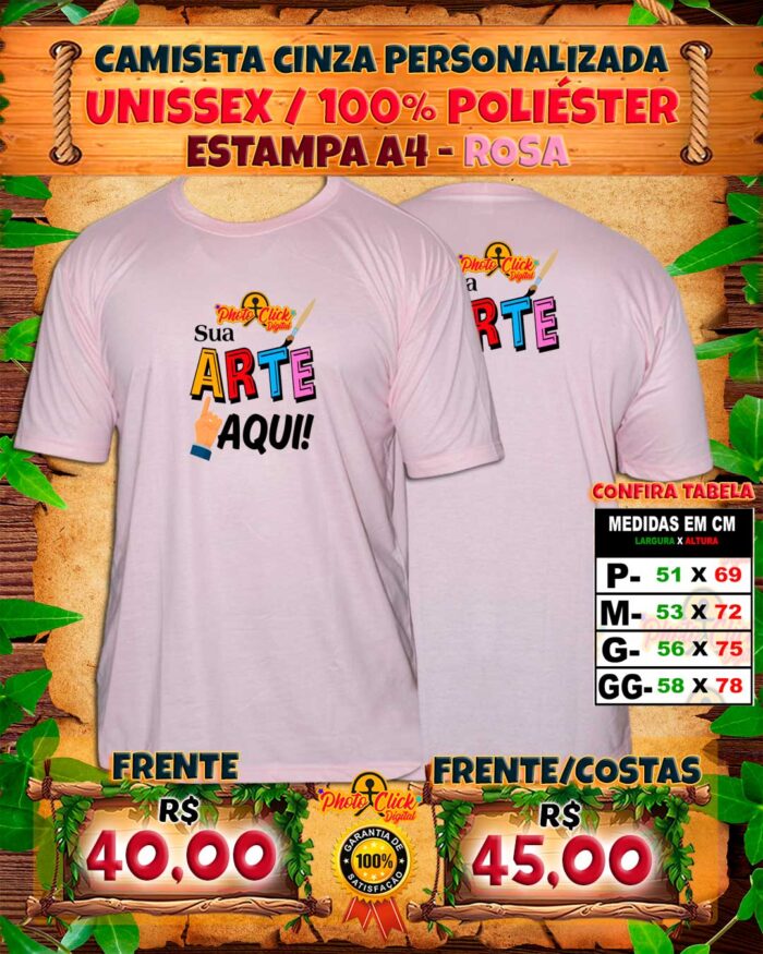013 CAMISETA ROSA UNISSEX PERSONALIZADA