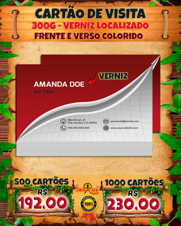 0103 CARTÃO DE VISITA 4X4 VERNIZ LOCALIZADO