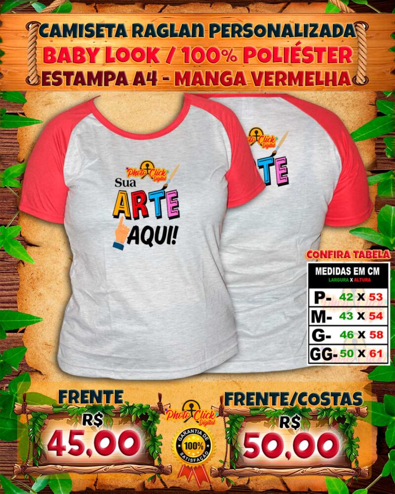 007 CAMISETA RAGLAN BABY LOOK PERSONALIZADA
