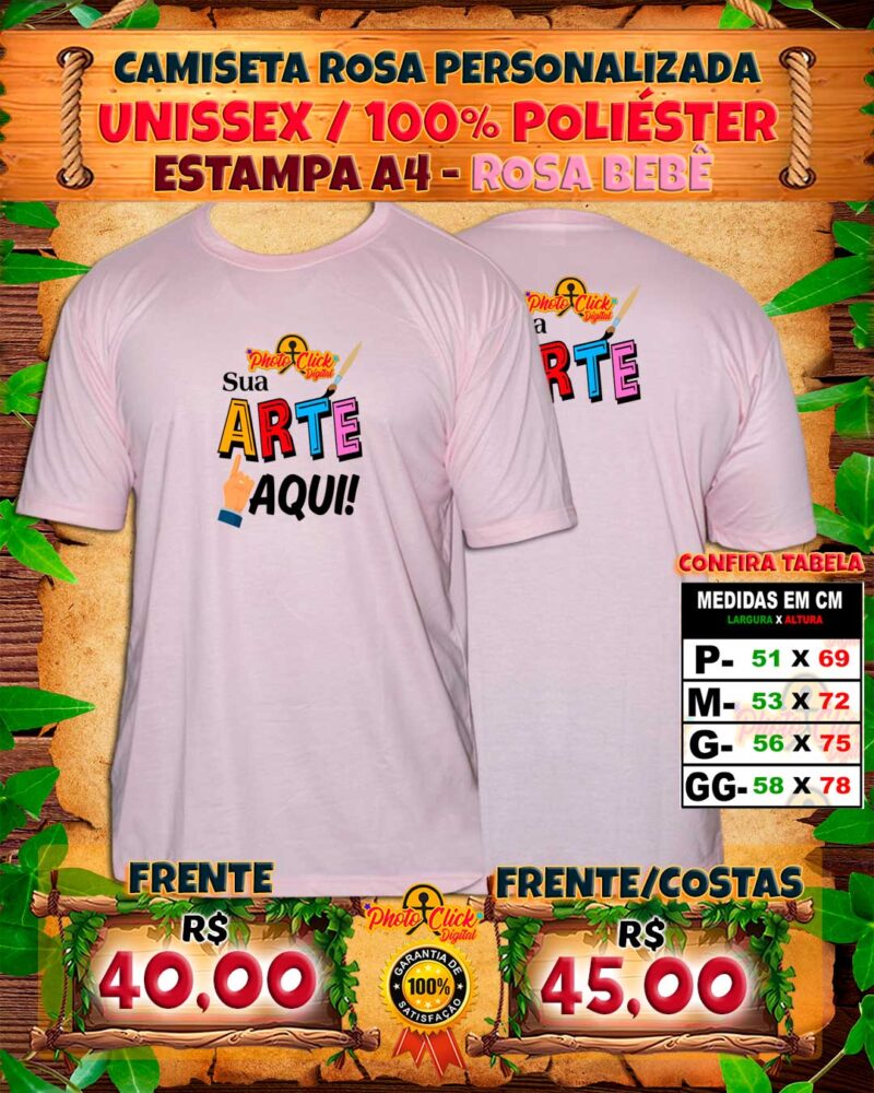 013 CAMISETA ROSA UNISSEX PERSONALIZADA