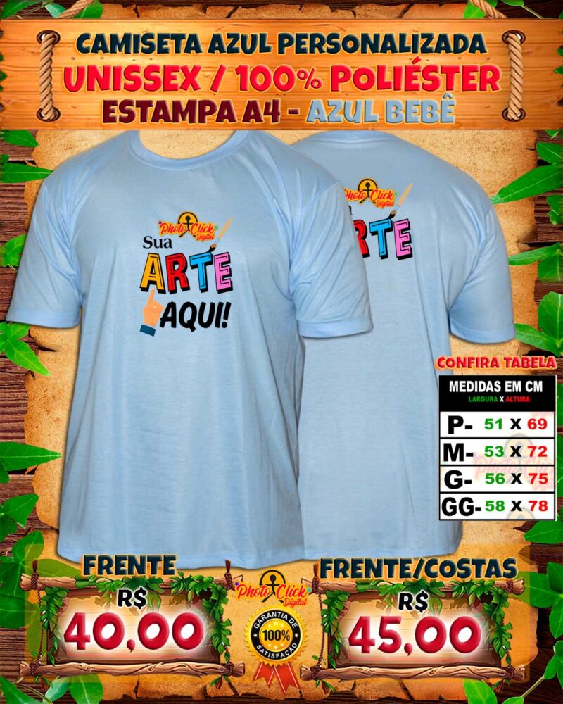 014 CAMISETA AZUL UNISSEX PERSONALIZADA