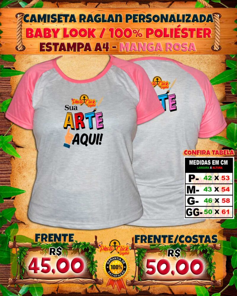 011 CAMISETA RAGLAN BABY LOOK PERSONALIZADA