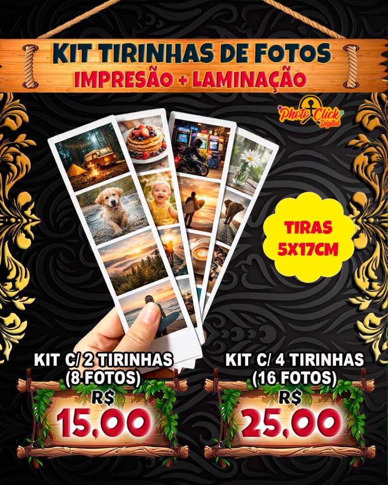 0143 TIRINHAS DE FOTOS IMPRESSÃO E LAMINAÇÃO