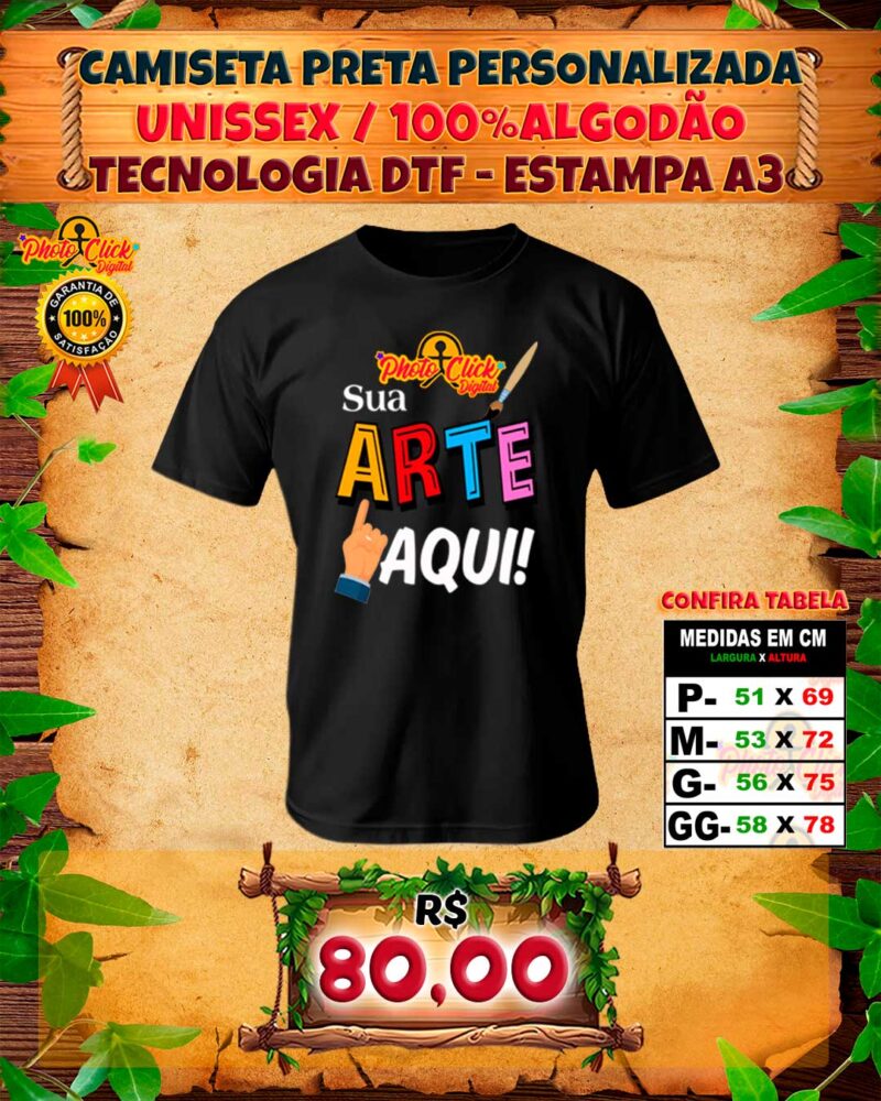 0015 CAMISETA UNISSEX PRETA PERSONALIZADA