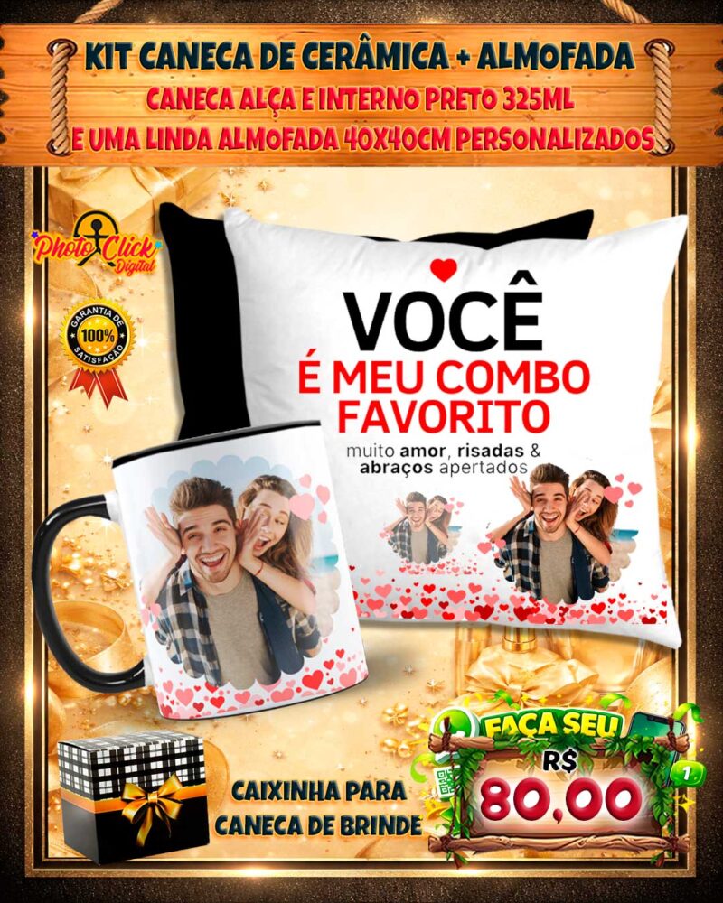 0160 KIT ALMOFADA E CANECA PERSONALIZADOS