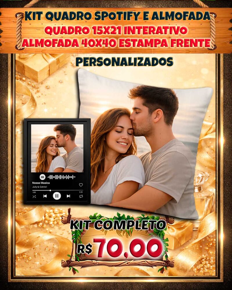0161 KIT QUADRO SPOTIFY E ALMOFADA