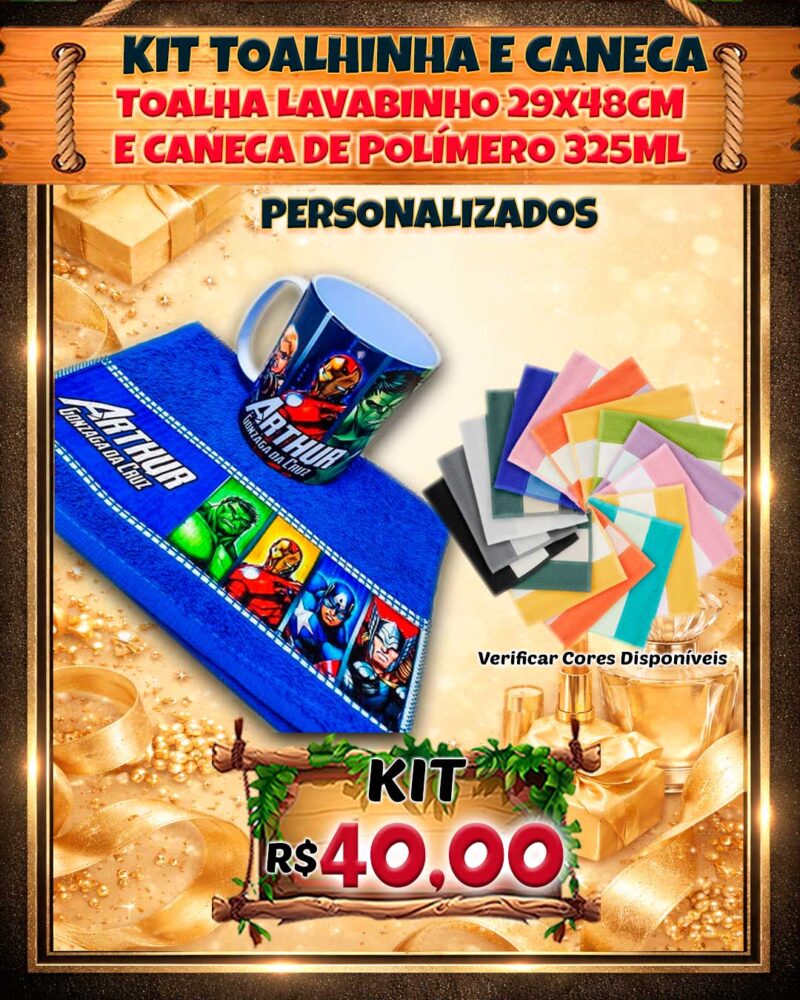 0160A KIT TOALHINHA E CANECA PERSONALIZADOS