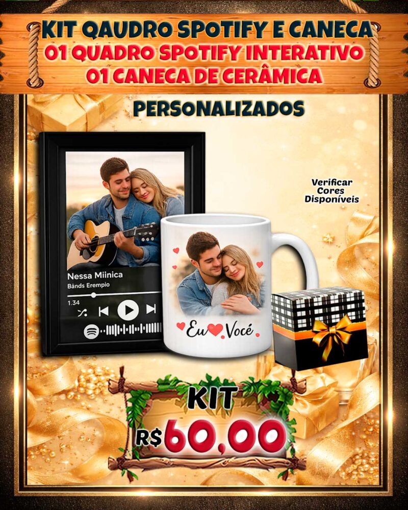 0161A KIT QUADRO SPOTIFY E CANECA