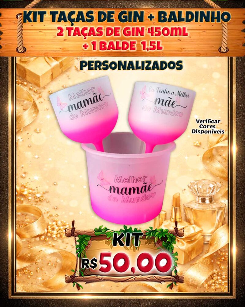 0179 KIT TAÇAS DE GIN E BALDE  PERSONALIZADOS