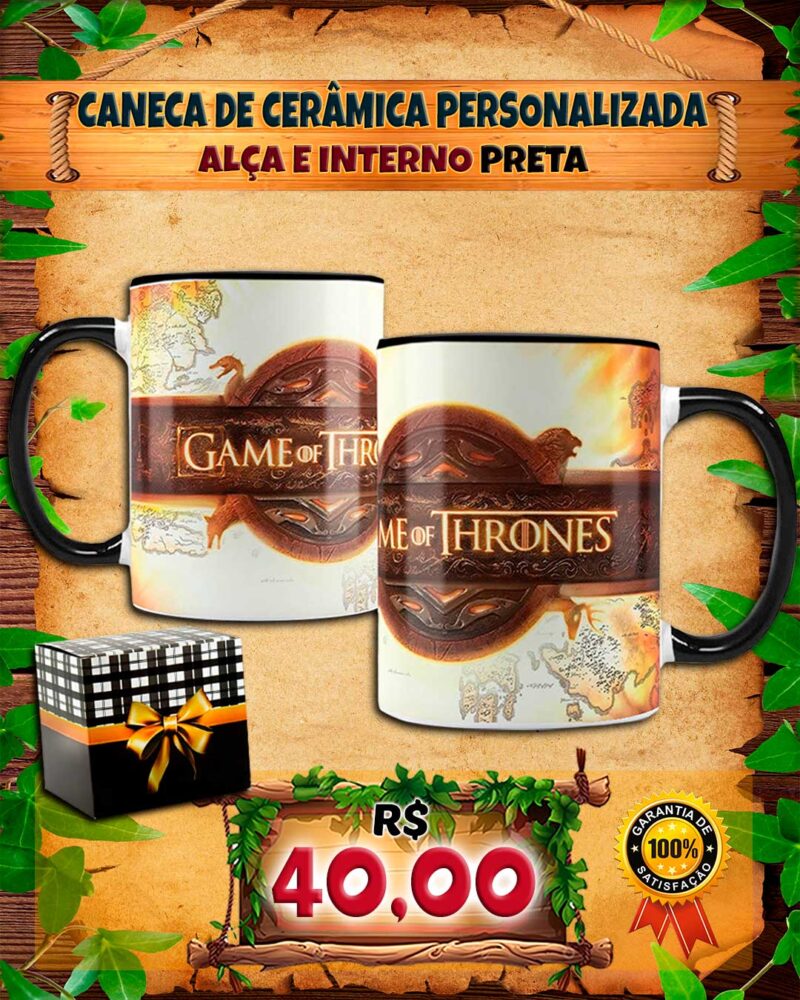 031 CANECA DE CERÂMICA PERSONALIZADA ALÇA E INTERNO PRETA