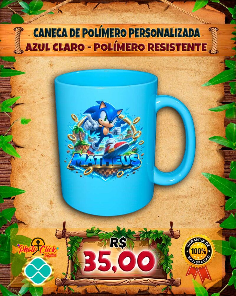 044 CANECA DE POLÍMERO AZUL PERSONALIZADA