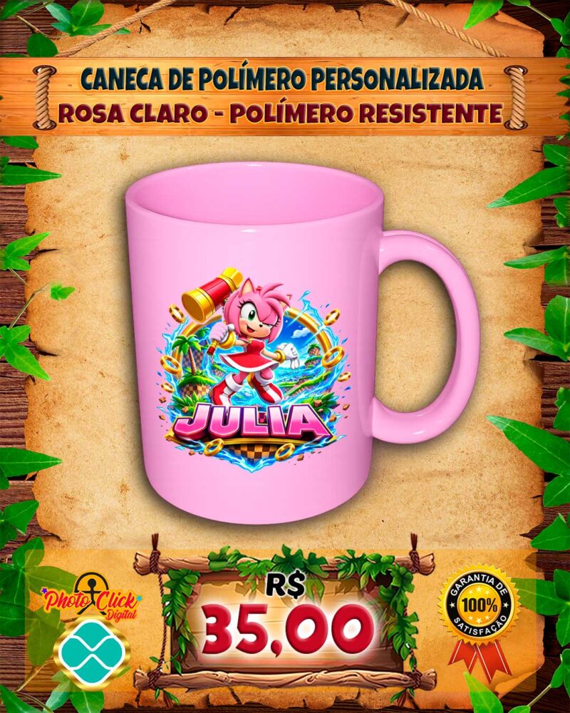 045 CANECA DE POLÍMERO ROSA PERSONALIZADA