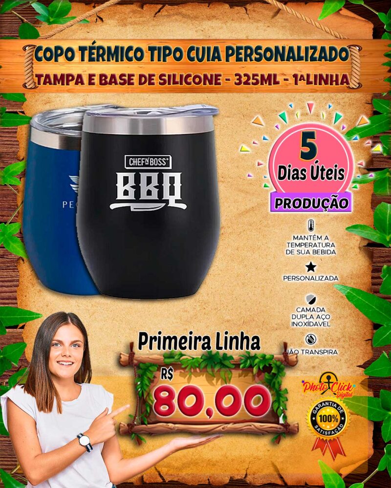 047 COPO TÉRMICO TIPO CUIA PERSONALIZADO
