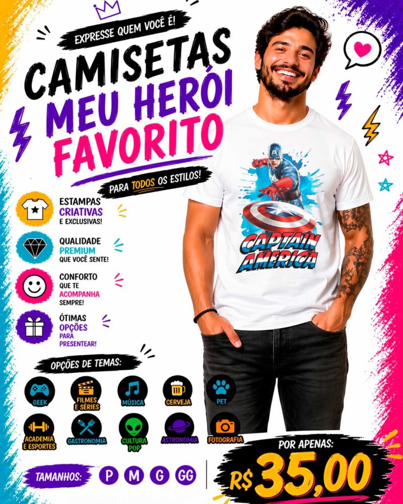 0500 CAMISETA CAPITÃO AMÉRICA
