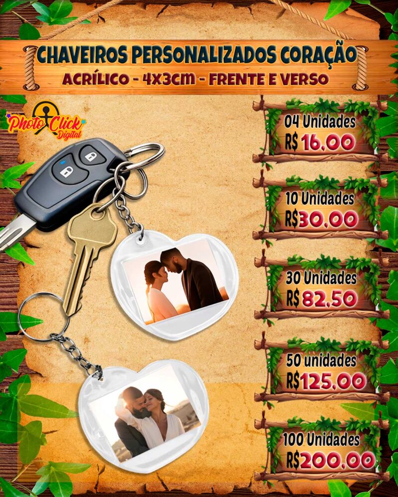 062 CHAVEIRO ACRILICO CORAÇÃO 3X4
