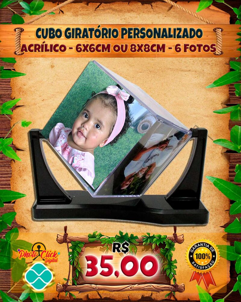 064 CUBO FOTOGRÁFICO 6X6 OU 8X8 GIRATÓRIO PERSONALIZADO