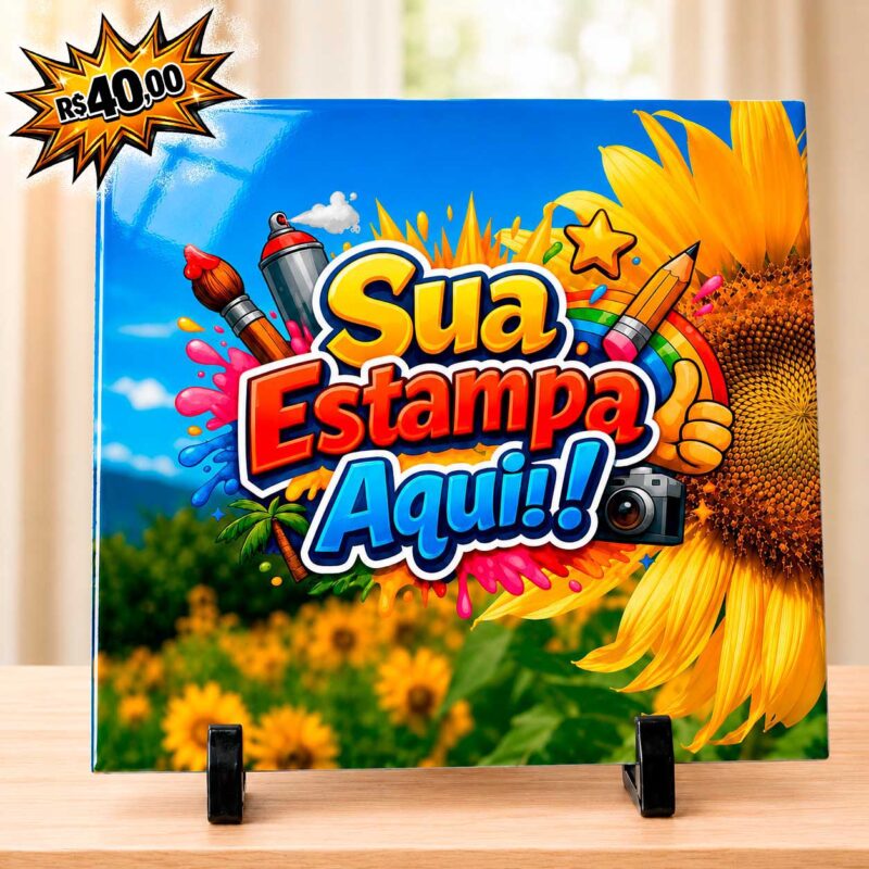 Azulejo 20x20cm Com Suporte Personalizado