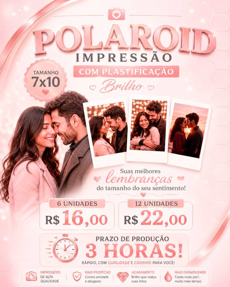 Polaroid 7x10 Impressão Com Plastificação