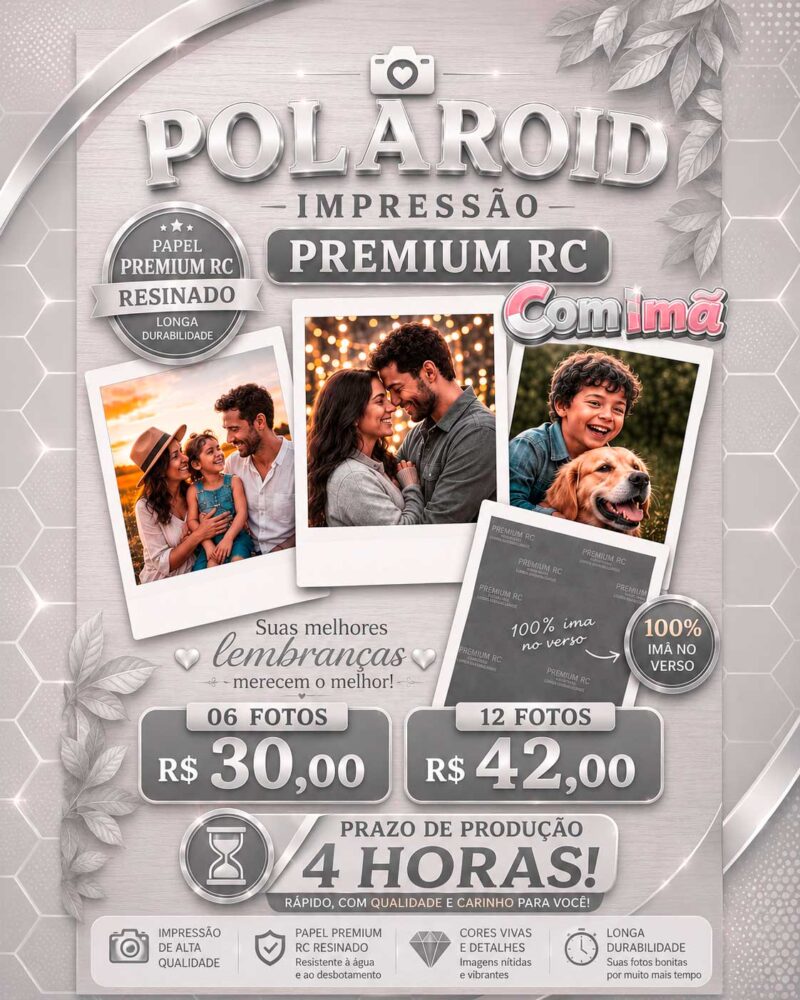 Polaroid 7x10 Impressão Premium Com Imã