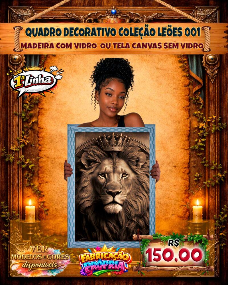 QUADRO DECORATIVO COLEÇÃO LEÕES 001