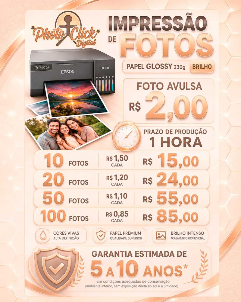 Impressão de Fotos Glossy 10x15