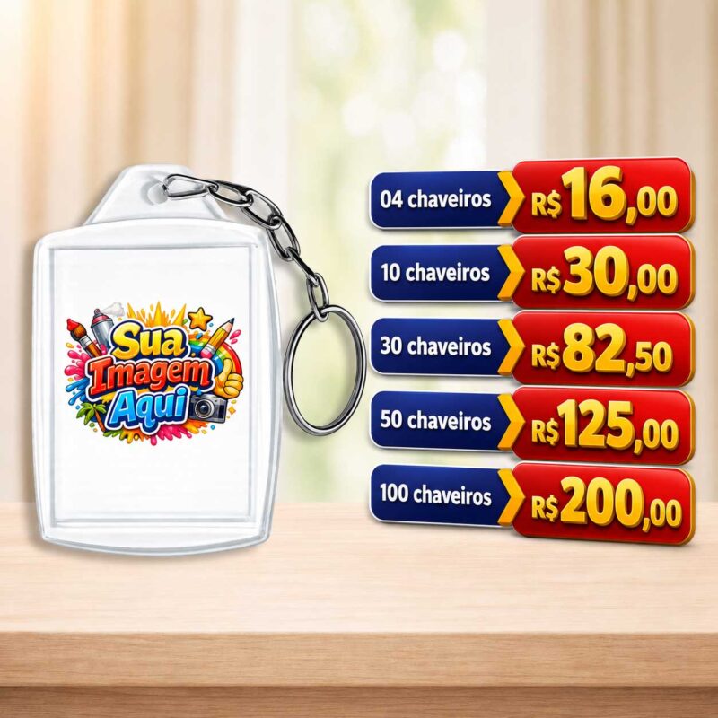 Chaveiros 3x4cm Personalizados