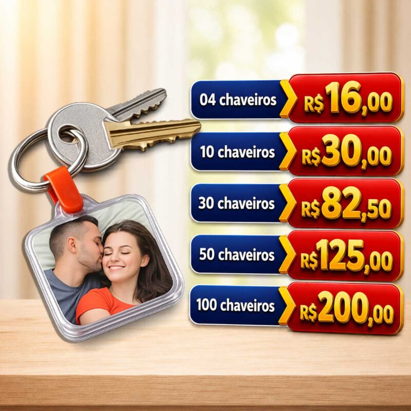 Chaveiros 3,5x3,5 Personalizados