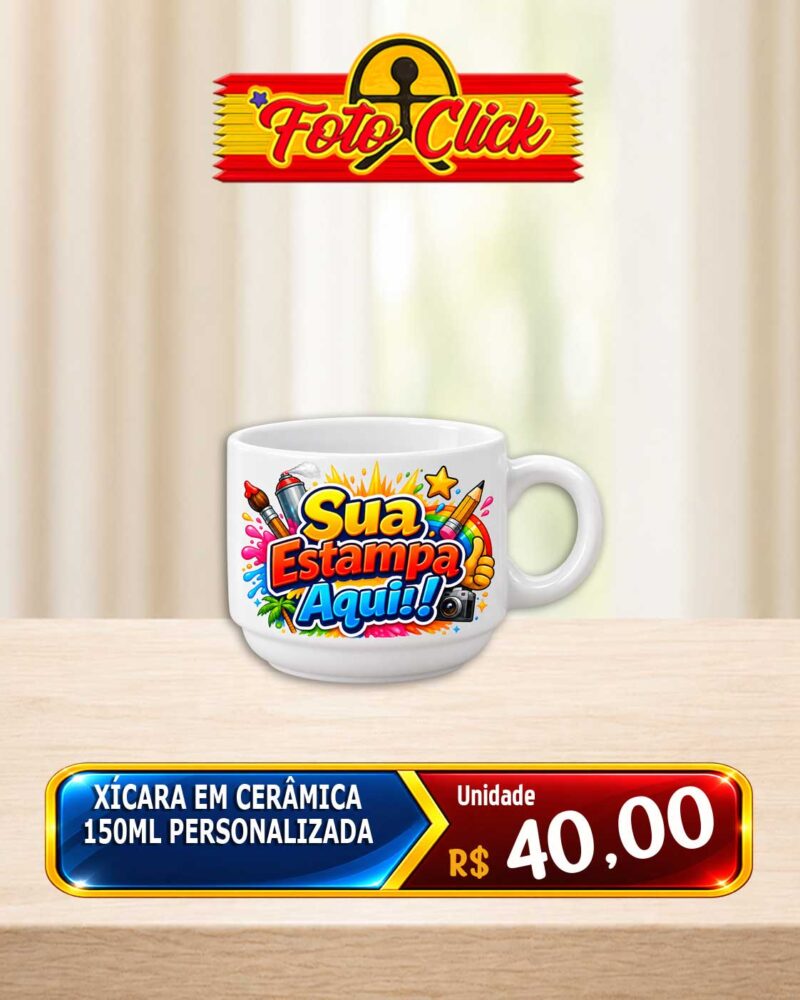 Xicara em Cerâmica 150ml Personalizada
