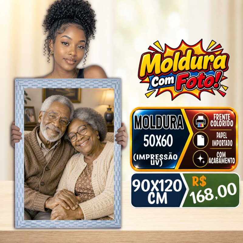 Moldura Primeira Linha  Com Foto 50x60 Azul