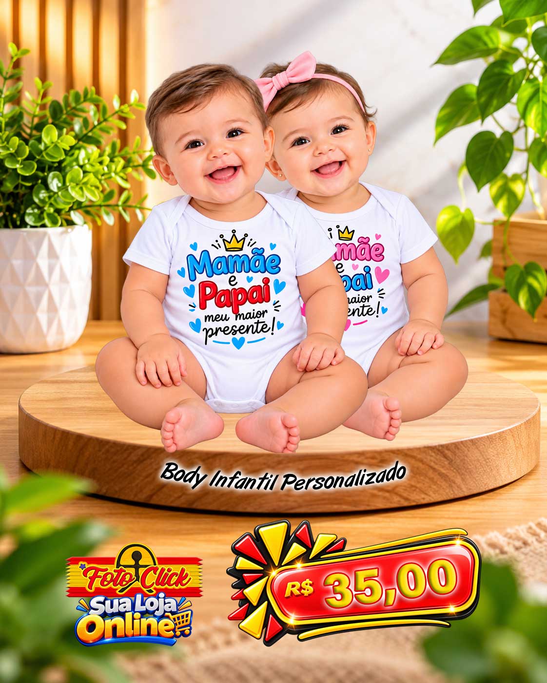 PRO006 Body Infantil Manga Curta 100% Poliéster Personalizado