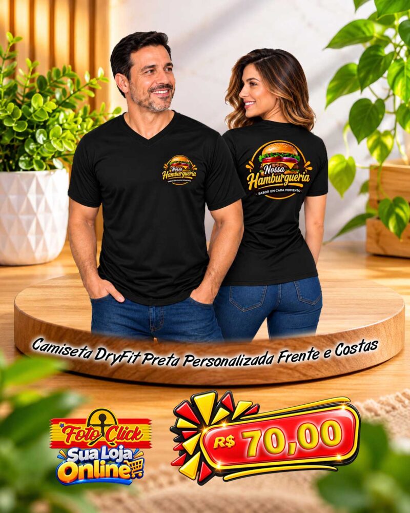 PRO023 Camiseta DryFit Unissex Preta Personalizada