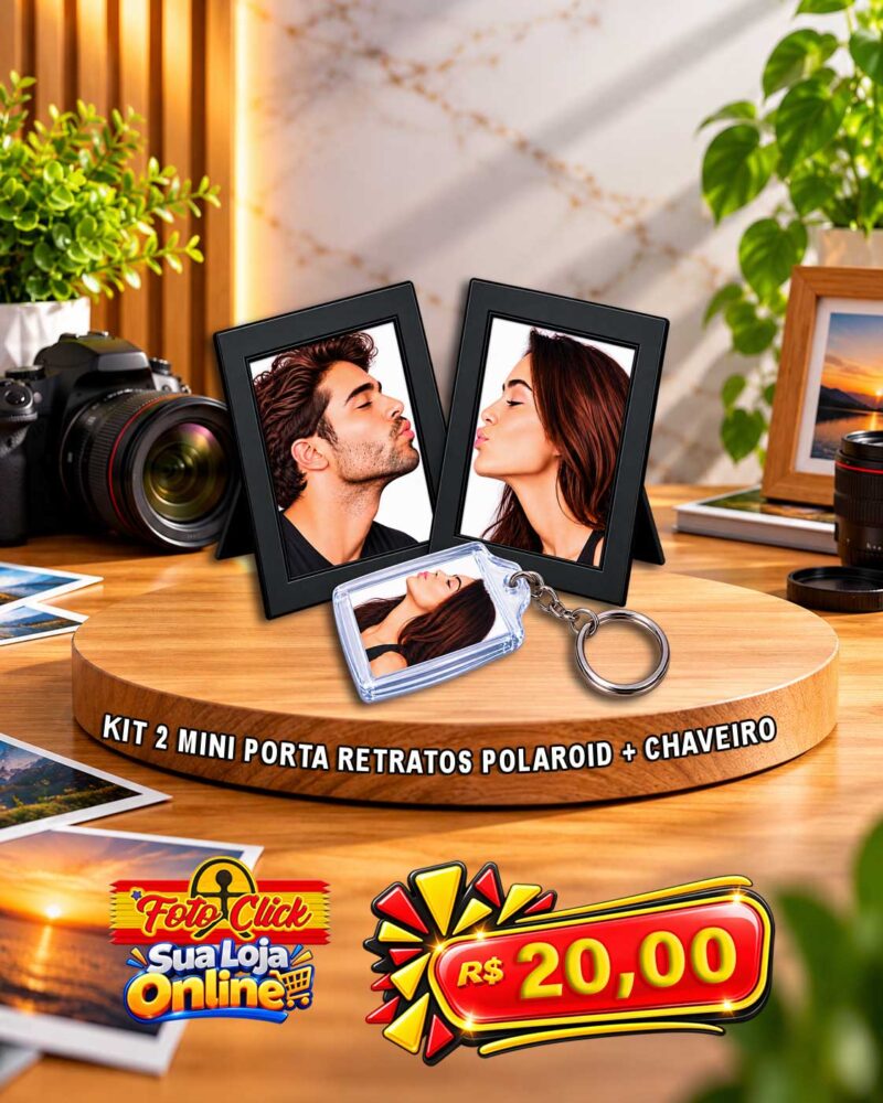 PRO0206 Kit 2 Mini  Quadros Polaroid Com Chaveiro