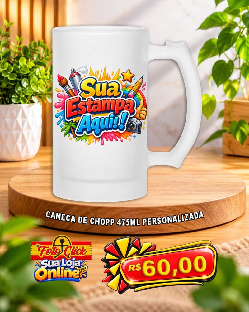 PRO048 Caneca de Chopp 475ml de Vidro Personalizada