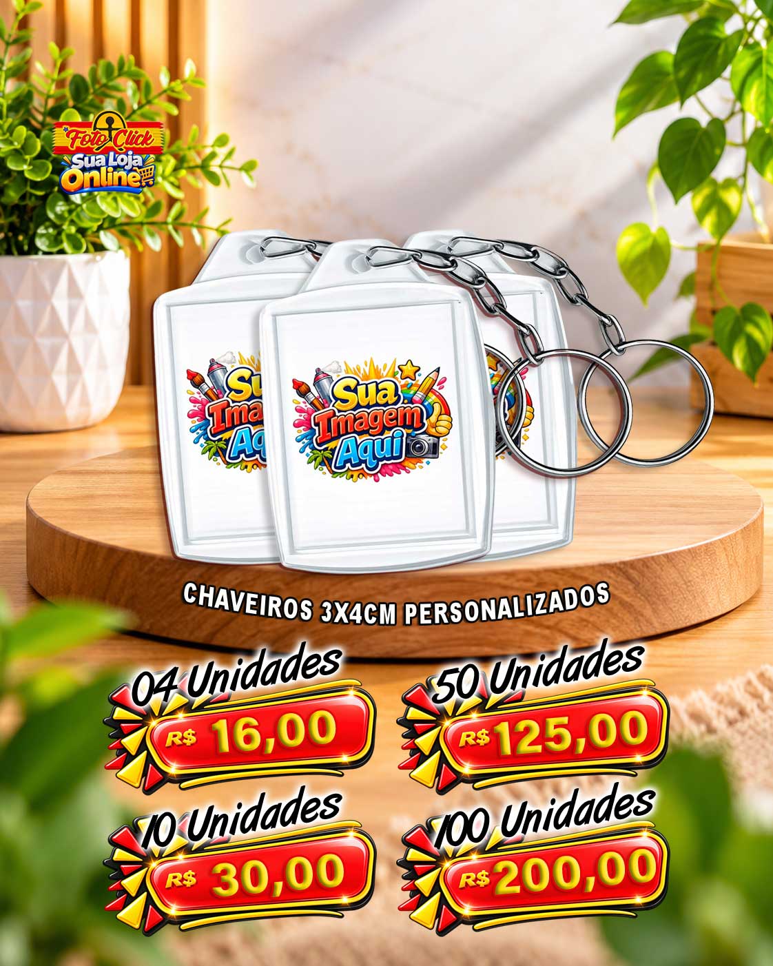 PRO070 Chaveiros Acrílico 3x4cm Personalizados