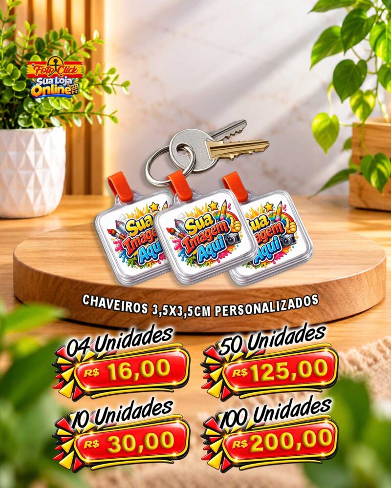 PRO071 Chaveiros Acrílico 3,5X3,5cm Personalizados